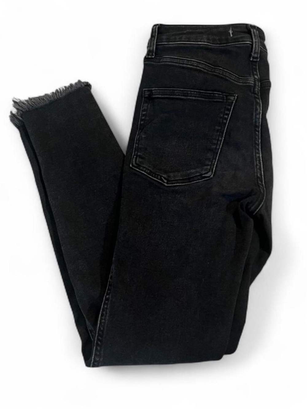 We The Free Free People Dark Wash Skinny Jeans Frayed Raw Hem Stretch Denim